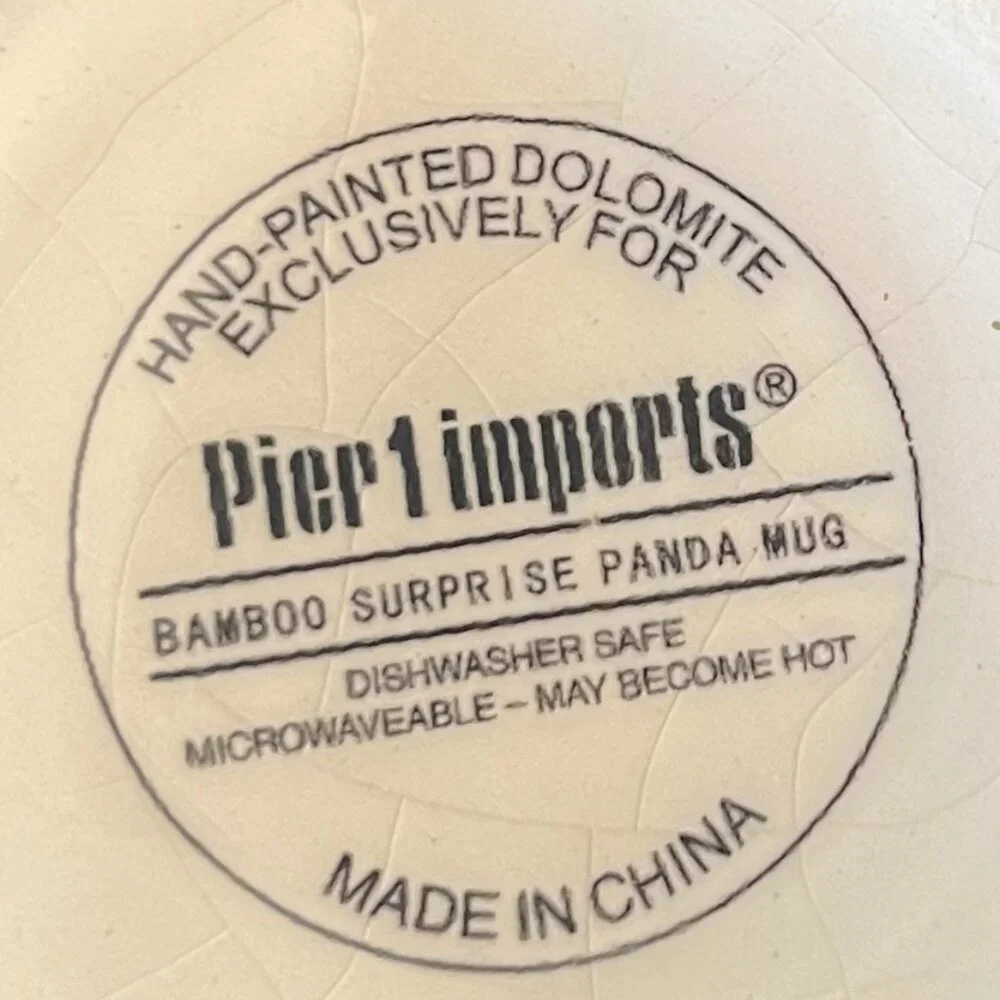 PIER 1 IMPORTS Bamboo Surprise Panda 3-D Ceramic Coffee Mug Cup Hand Painted